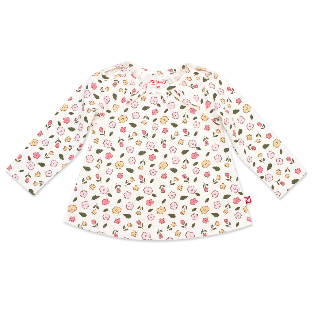 Wildflowers Organic Cotton Long Sleeve Peasant Top