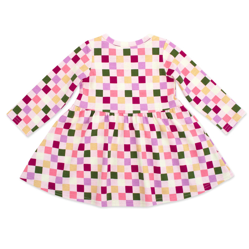 Checker Organic Cotton Long Sleeve Forever Dress