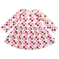 Checker Organic Cotton Long Sleeve Forever Dress