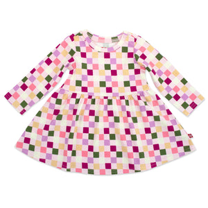 Checker Organic Cotton Long Sleeve Forever Dress