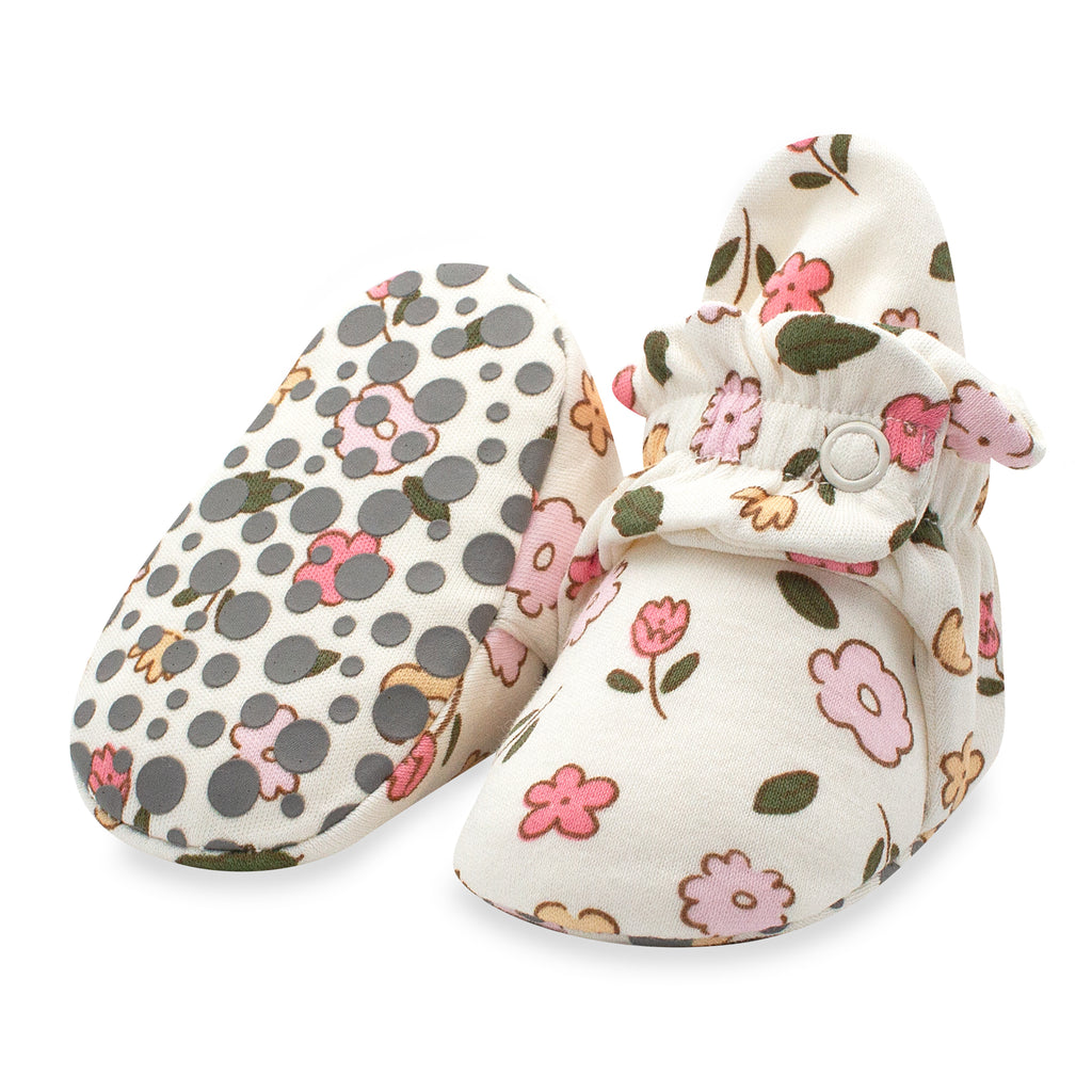 Wildflowers Organic Cotton Gripper Baby Bootie