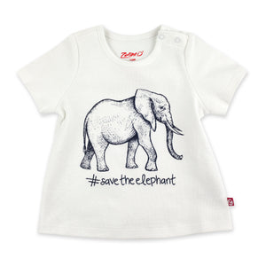 Save The Elephant Organic Cotton Short Sleeve Swing Top