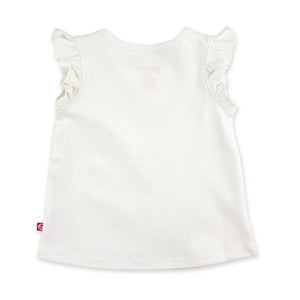 Organic Cotton Flutter Top - White
