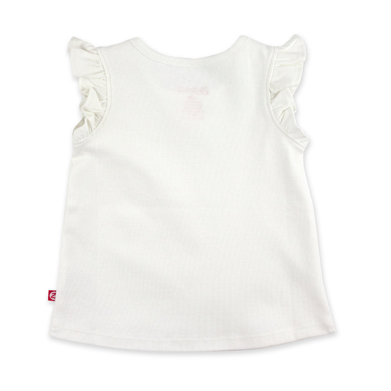 Organic Cotton Flutter Top - White