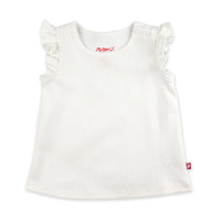 Organic Cotton Flutter Top - White