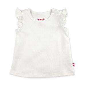 Organic Cotton Flutter Top - White