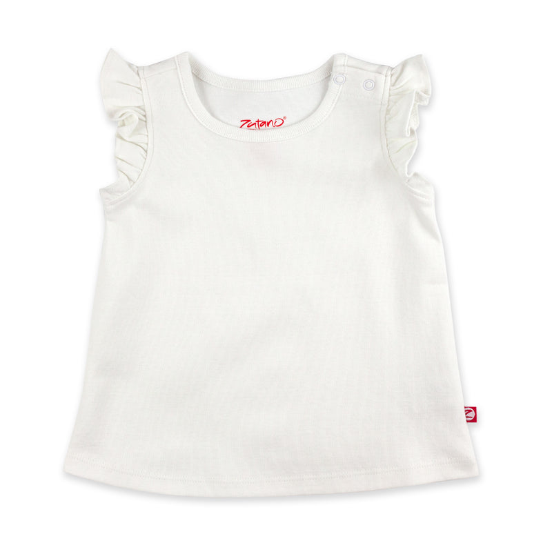 Organic Cotton Flutter Top - White