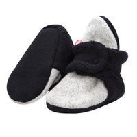 Cozie Fleece Color Block Baby Bootie - Black/Heather Gray