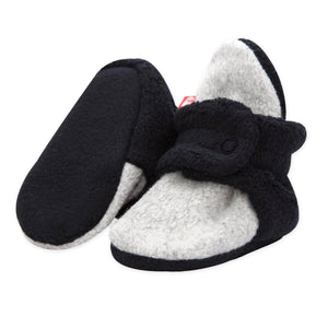 Cozie Fleece Color Block Baby Bootie - Black/Heather Gray