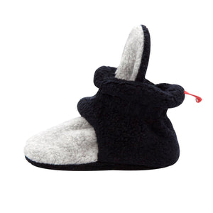 Cozie Fleece Color Block Baby Bootie - Black/Heather Gray