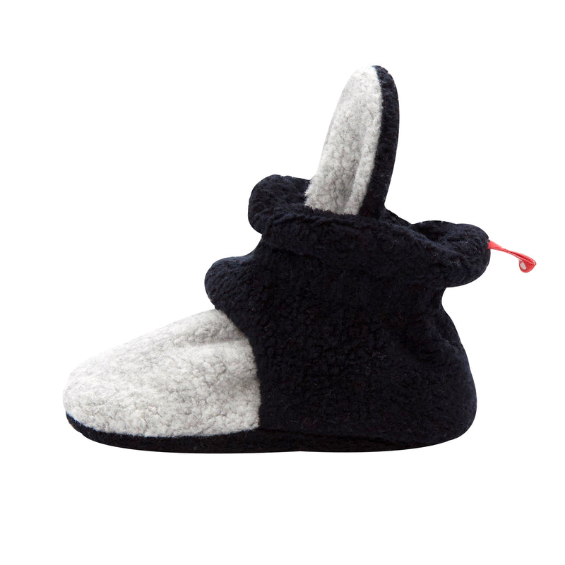 Cozie Fleece Color Block Baby Bootie - Black/Heather Gray