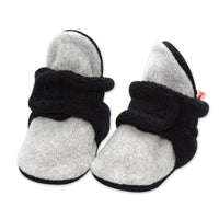 Cozie Fleece Color Block Baby Bootie - Black/Heather Gray