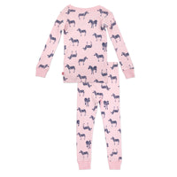 Zebra Organic Cotton Pajama Set - Baby Pink