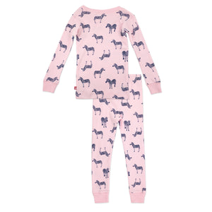 Zebra Organic Cotton Pajama Set - Baby Pink