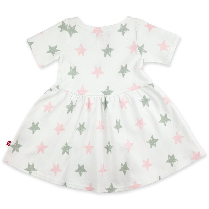 Stars Organic Cotton Forever Dress - Baby Pink