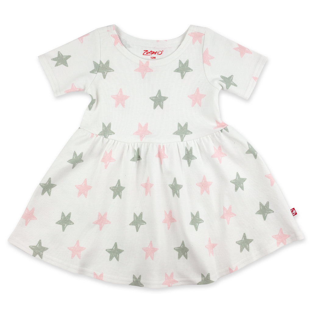 Stars Organic Cotton Forever Dress - Baby Pink