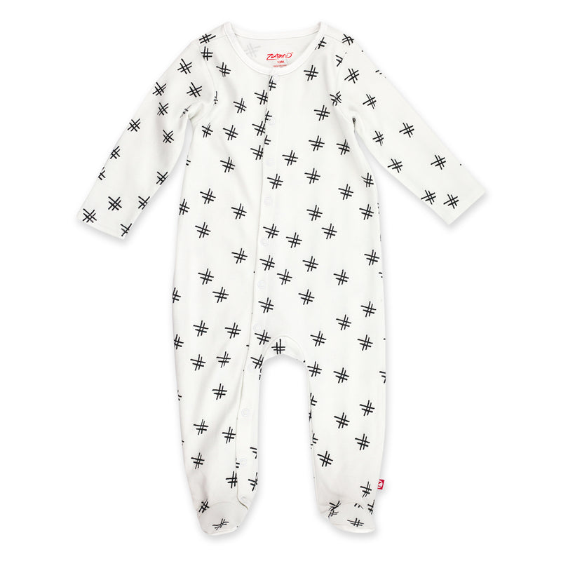 Hashtag Organic Cotton Footie - White