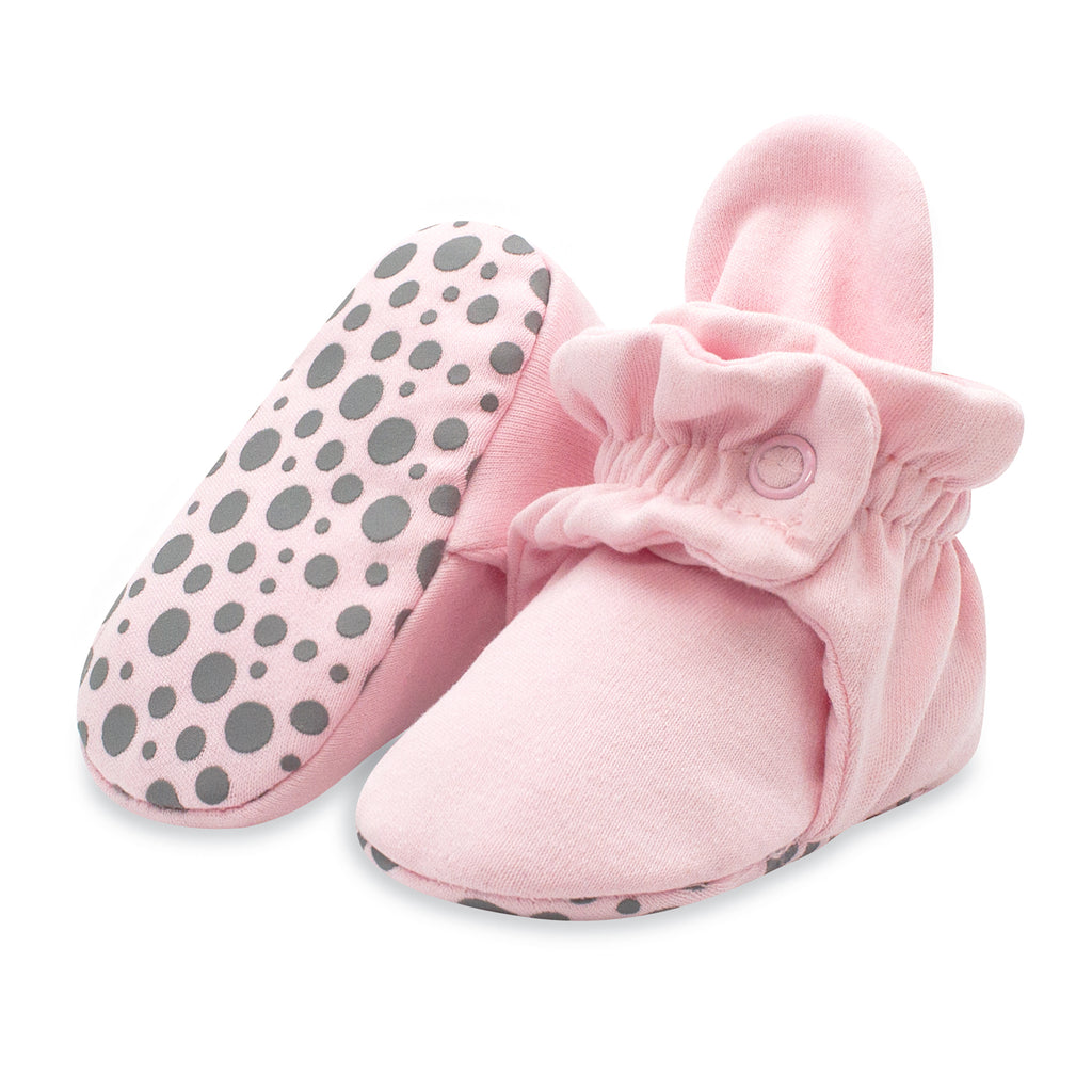 Organic Cotton Gripper Baby Bootie - Baby Pink