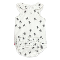 Hashtag Organic Cotton Ruffle Romper - White
