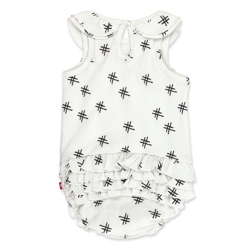 Hashtag Organic Cotton Ruffle Romper - White