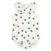 Hashtag Organic Cotton Ruffle Romper - White