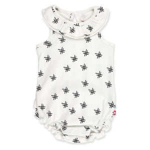 Hashtag Organic Cotton Ruffle Romper - White