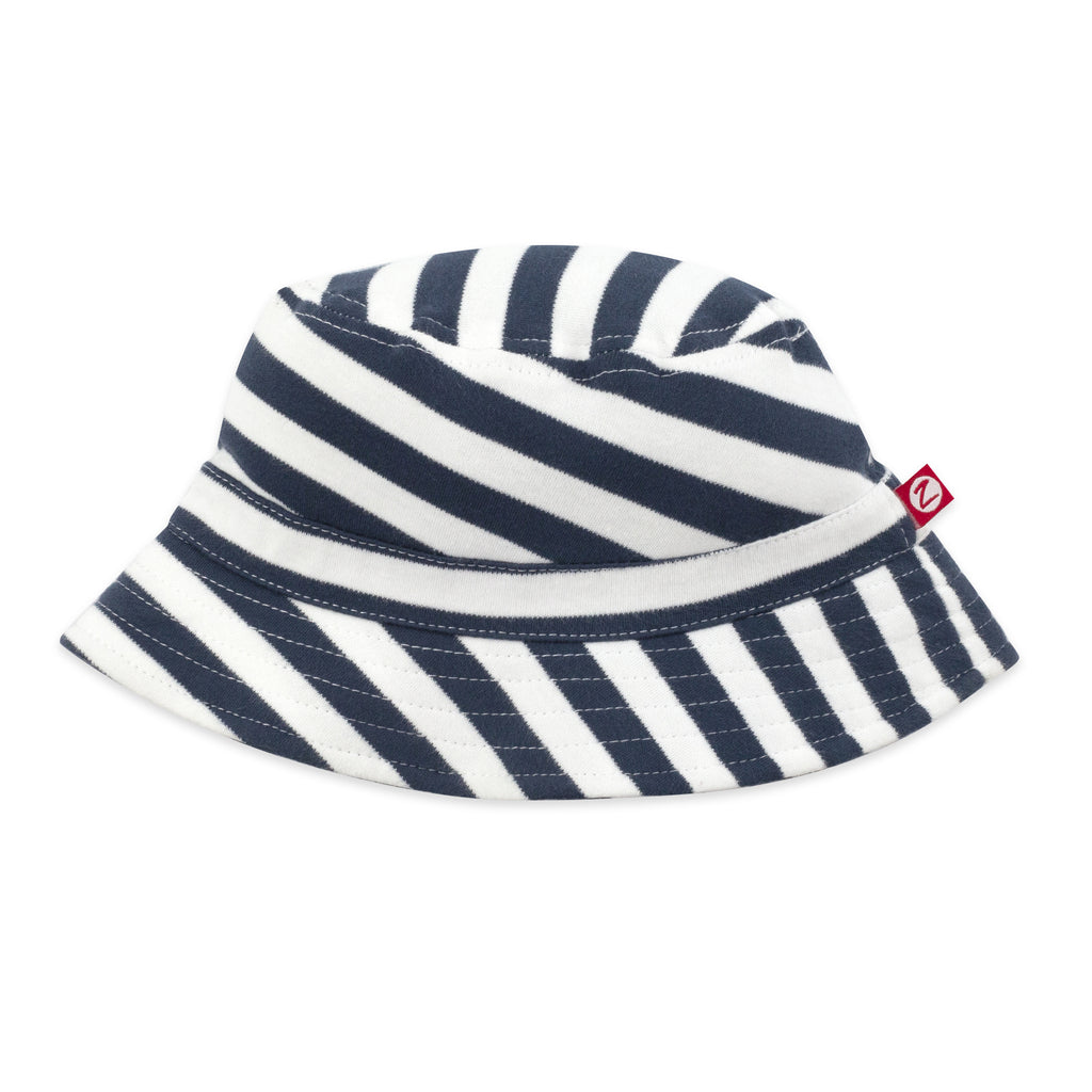 Stripe Bucket Sun Hat - Navy