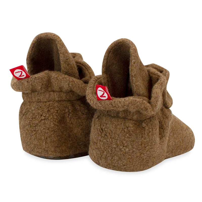 Zutano baby Bootie Cozie Fleece Gripper Baby Bootie - Mocha Heather