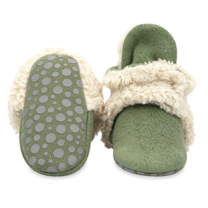 Zutano baby Bootie Cozie Furry Gripper Baby Bootie - Olive