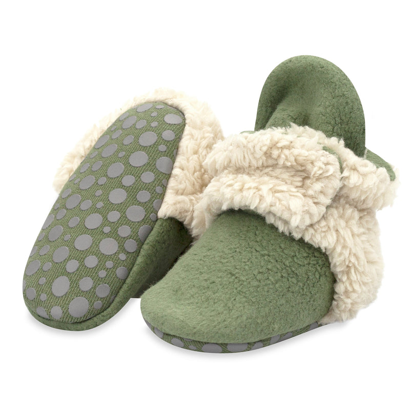 Zutano baby Bootie Cozie Furry Gripper Baby Bootie - Olive