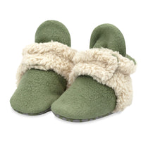 Zutano baby Bootie Cozie Furry Gripper Baby Bootie - Olive