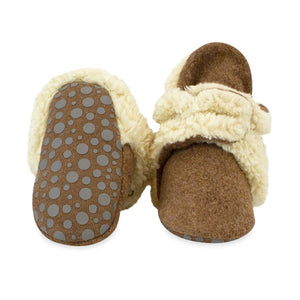 Zutano baby Bootie Cozie Furry Gripper Baby Booties - Mocha Heather