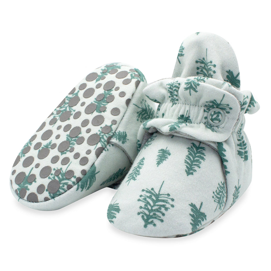 Zutano baby Bootie Pine Trees Organic Cotton Gripper Baby Bootie