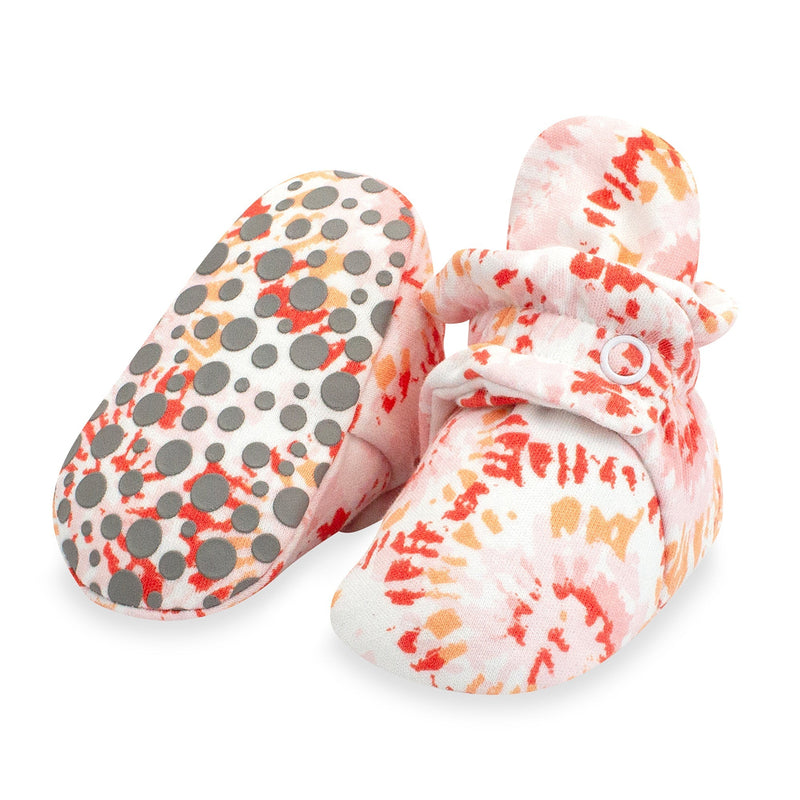Zutano baby Bootie Tie Dye Organic Cotton Gripper Baby Bootie-Coral