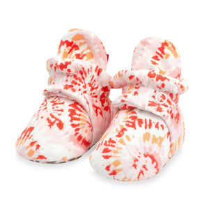 Zutano baby Bootie Tie Dye Organic Cotton Gripper Baby Bootie-Coral