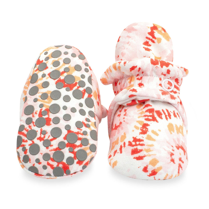 Zutano baby Bootie Tie Dye Organic Cotton Gripper Baby Bootie-Coral