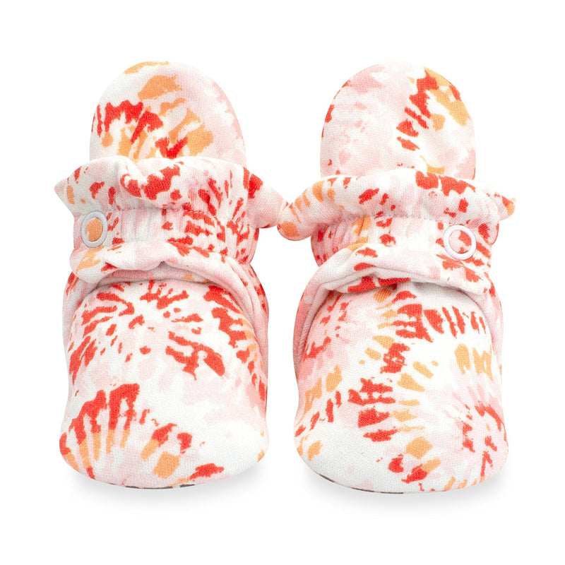 Zutano baby Bootie Tie Dye Organic Cotton Gripper Baby Bootie-Coral