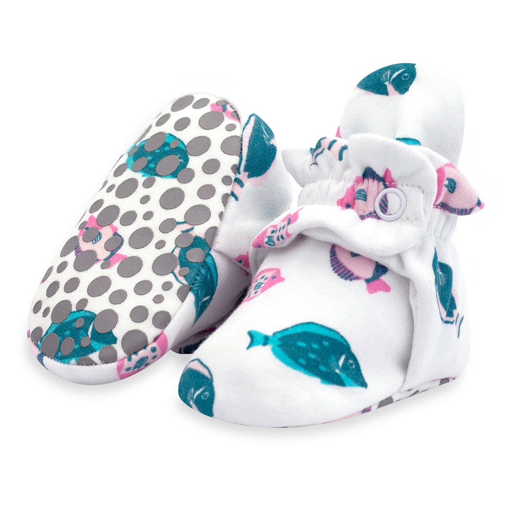 Zutano baby Bootie Tropical Fish Organic Cotton Gripper Baby Bootie