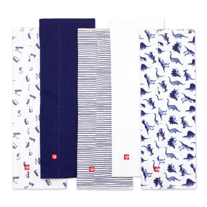 Zutano baby Burp Cloth Dinos Organic Cotton Burp Cloth 5 Pack - Navy Multi