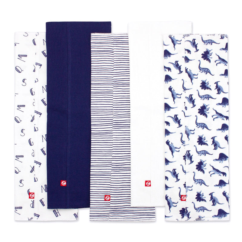 Zutano baby Burp Cloth Dinos Organic Cotton Burp Cloth 5 Pack - Navy Multi