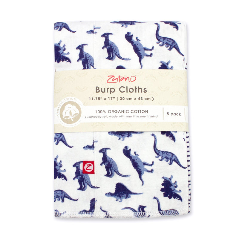 Zutano baby Burp Cloth Dinos Organic Cotton Burp Cloth 5 Pack - Navy Multi