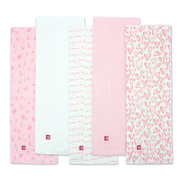 Zutano baby Burp Cloth Hearts Organic Cotton Burp Cloth 5 Pack - Pink Multi