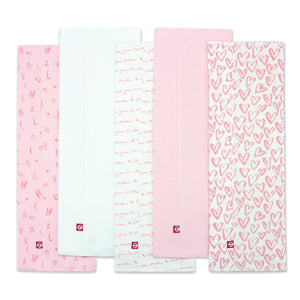 Zutano baby Burp Cloth Hearts Organic Cotton Burp Cloth 5 Pack - Pink Multi