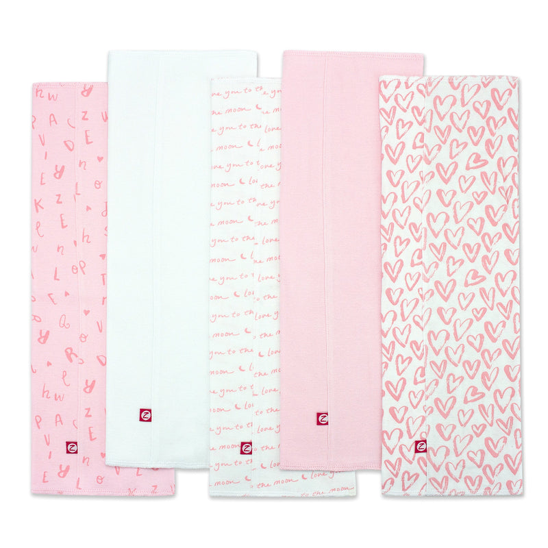 Zutano baby Burp Cloth Hearts Organic Cotton Burp Cloth 5 Pack - Pink Multi