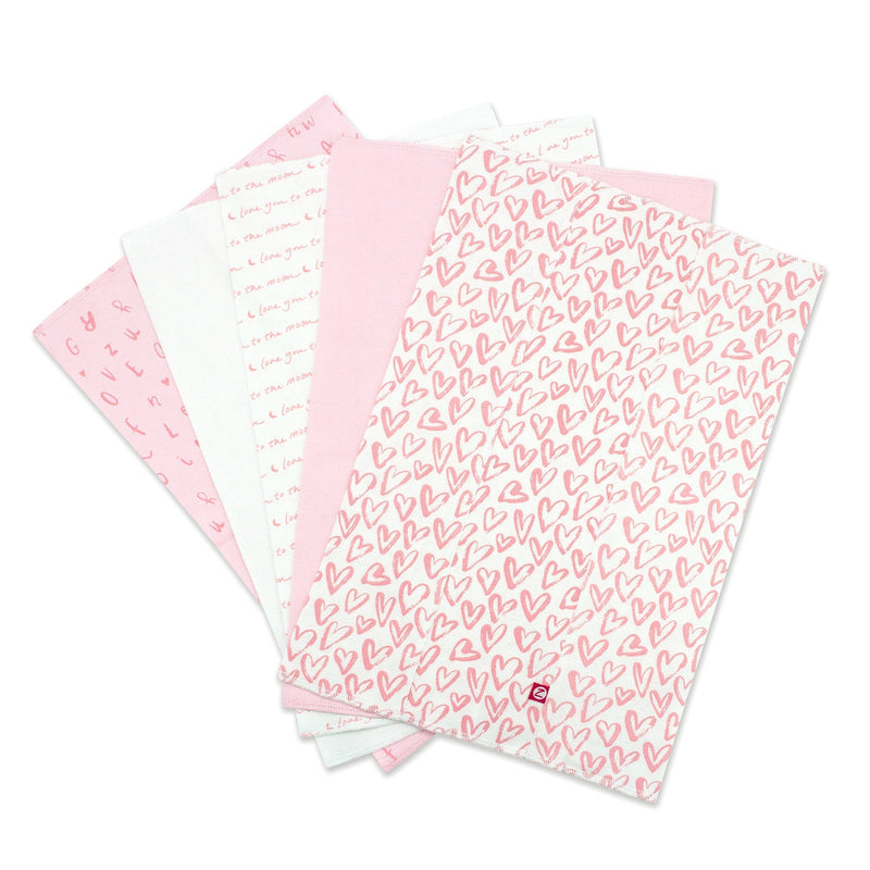 Zutano baby Burp Cloth Hearts Organic Cotton Burp Cloth 5 Pack - Pink Multi
