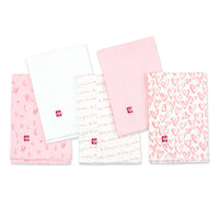Zutano baby Burp Cloth Hearts Organic Cotton Burp Cloth 5 Pack - Pink Multi