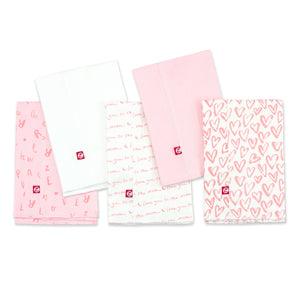 Zutano baby Burp Cloth Hearts Organic Cotton Burp Cloth 5 Pack - Pink Multi