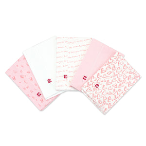 Zutano baby Burp Cloth Hearts Organic Cotton Burp Cloth 5 Pack - Pink Multi