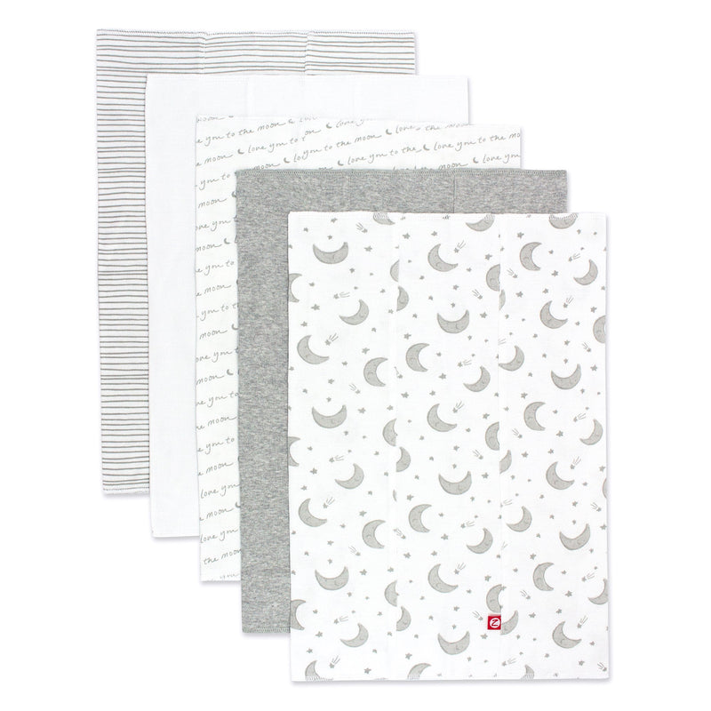 Zutano baby Burp Cloth Moons Organic Cotton Burp Cloth 5 Pack - Gray Multi