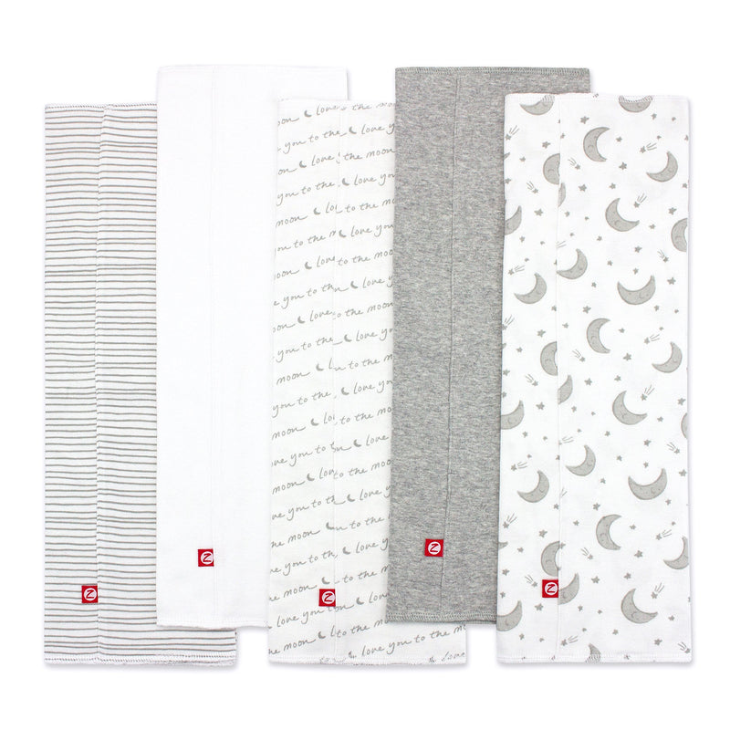 Zutano baby Burp Cloth Moons Organic Cotton Burp Cloth 5 Pack - Gray Multi